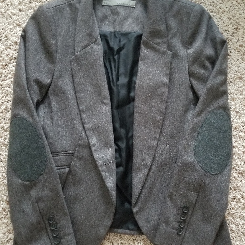 Zara Basic Gray Wool/Polyester Blazer - image 2